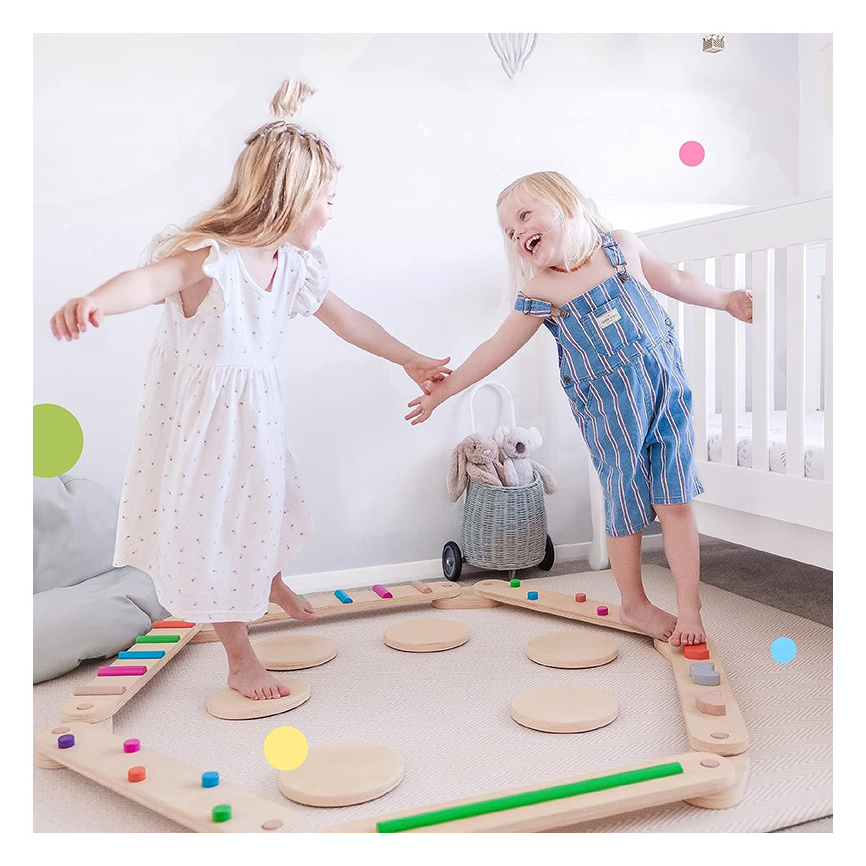 Montessori Balance Beam Kids Indoor and Outdoor Balance Blocks Kids Play Equipment Balance boards for Coordination