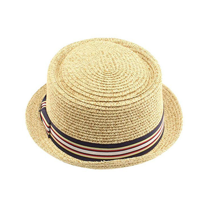 Summer Straw Pork Pie Hat Upturn Brim Derby Straw Fedora Hat Wholesale