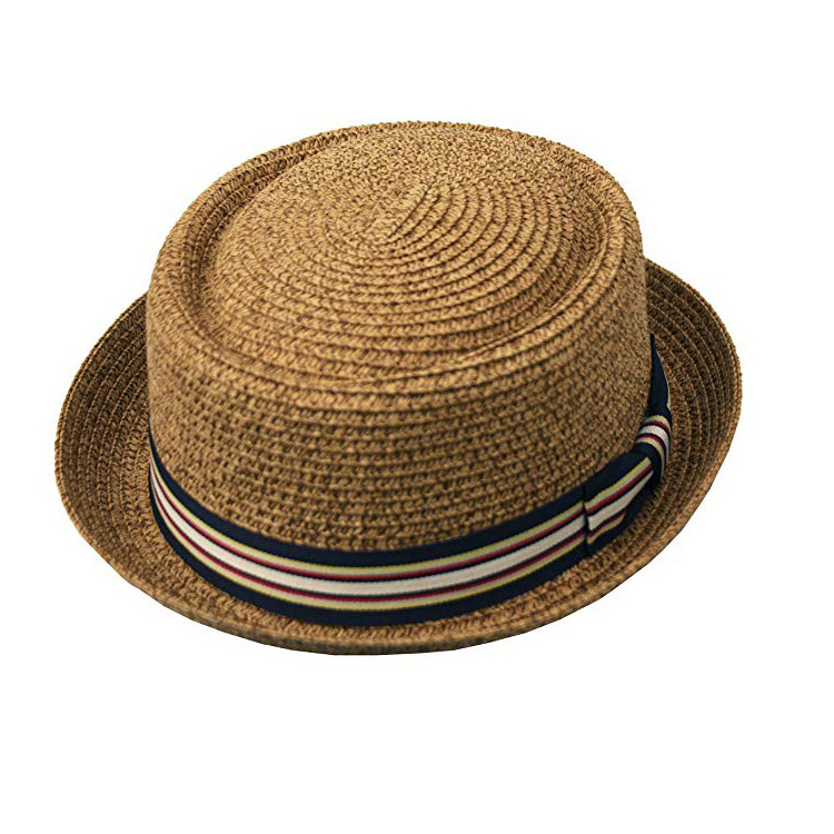 Summer Straw Pork Pie Hat Upturn Brim Derby Straw Fedora Hat Wholesale