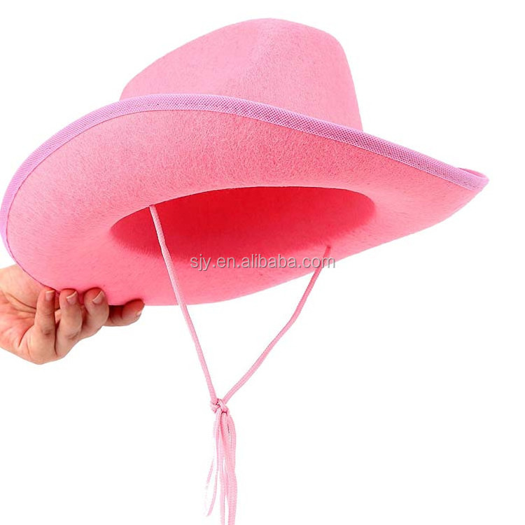 100% Wool Felt Pink Ladies Wide Brim Cowboy Hat Folding Fedora Hat