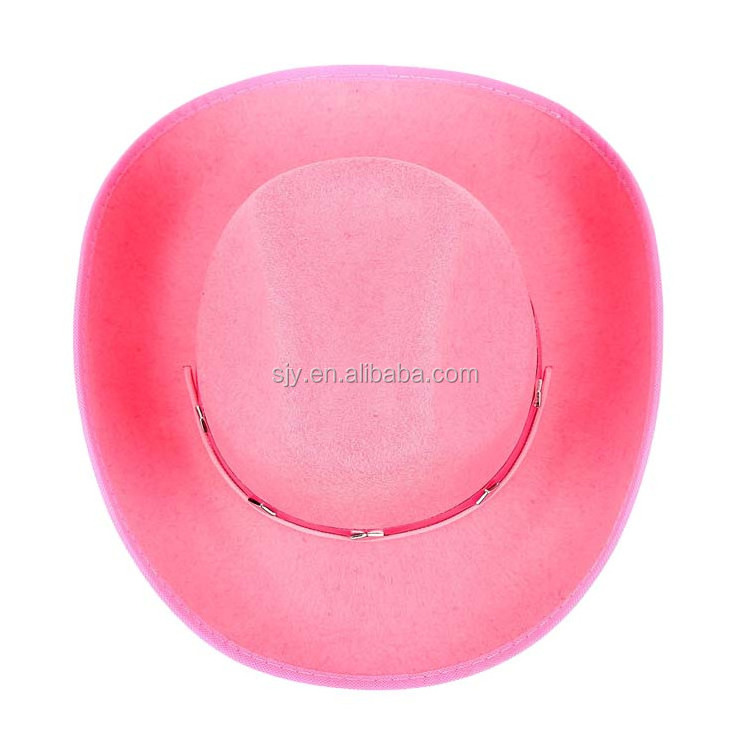 100% Wool Felt Pink Ladies Wide Brim Cowboy Hat Folding Fedora Hat