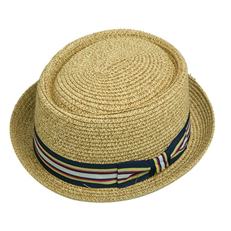 Summer Straw Pork Pie Hat Upturn Brim Derby Straw Fedora Hat Wholesale