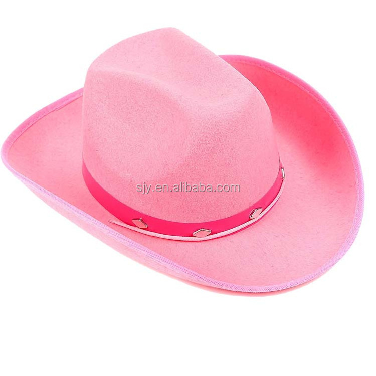 100% Wool Felt Pink Ladies Wide Brim Cowboy Hat Folding Fedora Hat