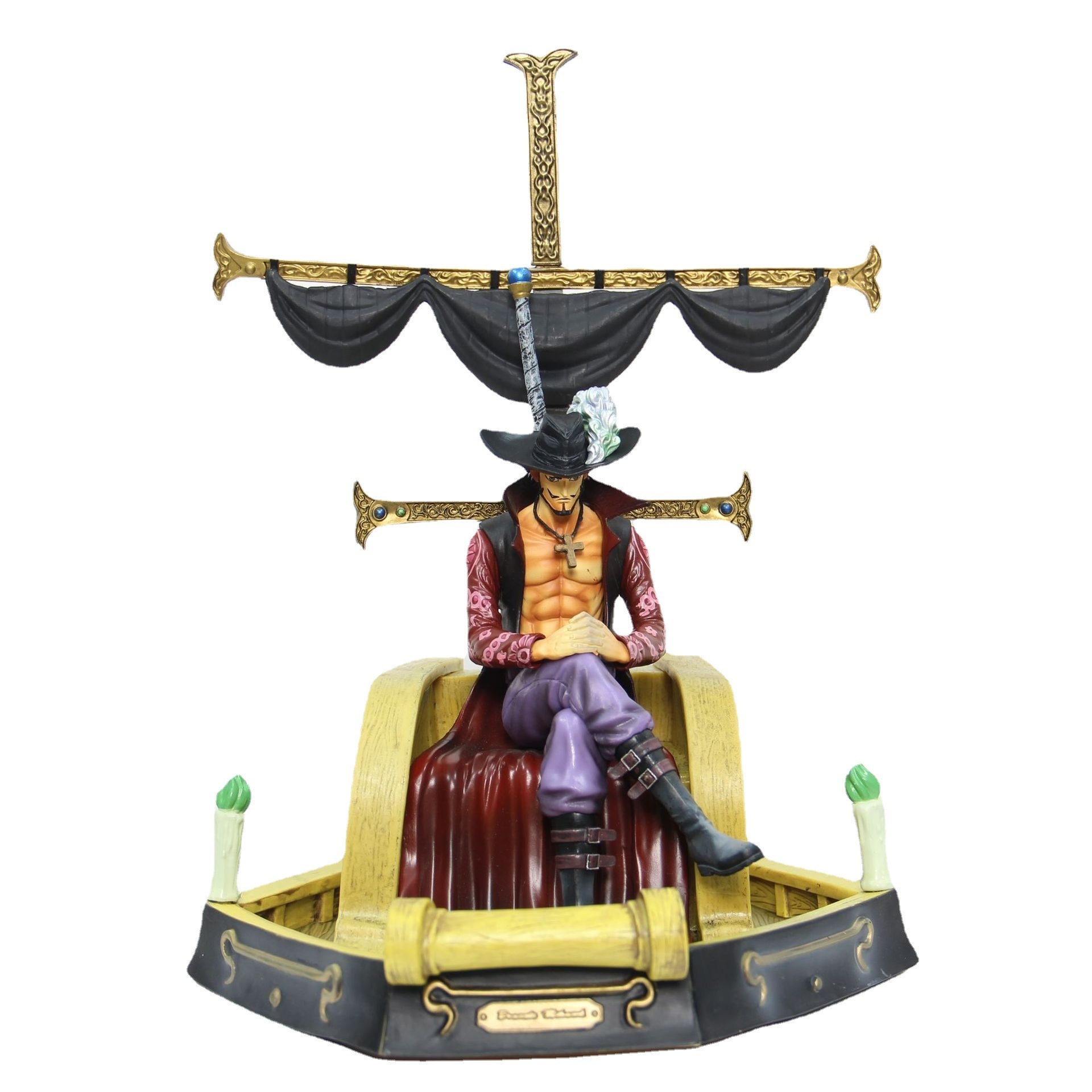 32cm Mihawk Throne Statues Model Resin Crafts Anime Figure One Pieces Kids toys Gift set Action figures