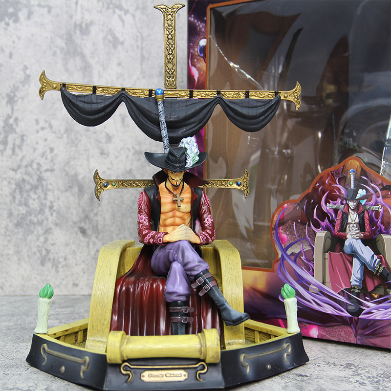 32cm Mihawk Throne Statues Model Resin Crafts Anime Figure One Pieces Kids toys Gift set Action figures