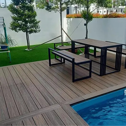 BAIJIN Exterior Pool UV Resistant Wood Plastic Tile Waterproof Wood Anti Technics Outdoor WPC Decking Flooring