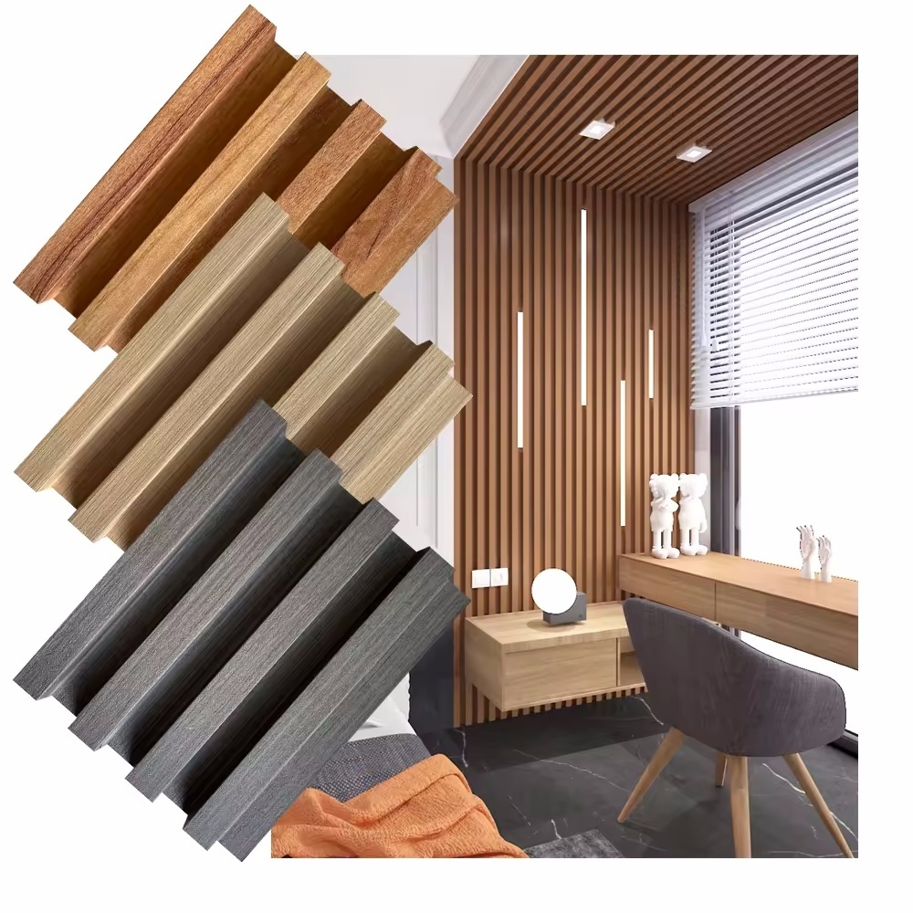 BAIJIN China Manufacturer Hot Sell PVC Wall Panel Interior Decoration 3D Background Fluted WPC Wall Panel