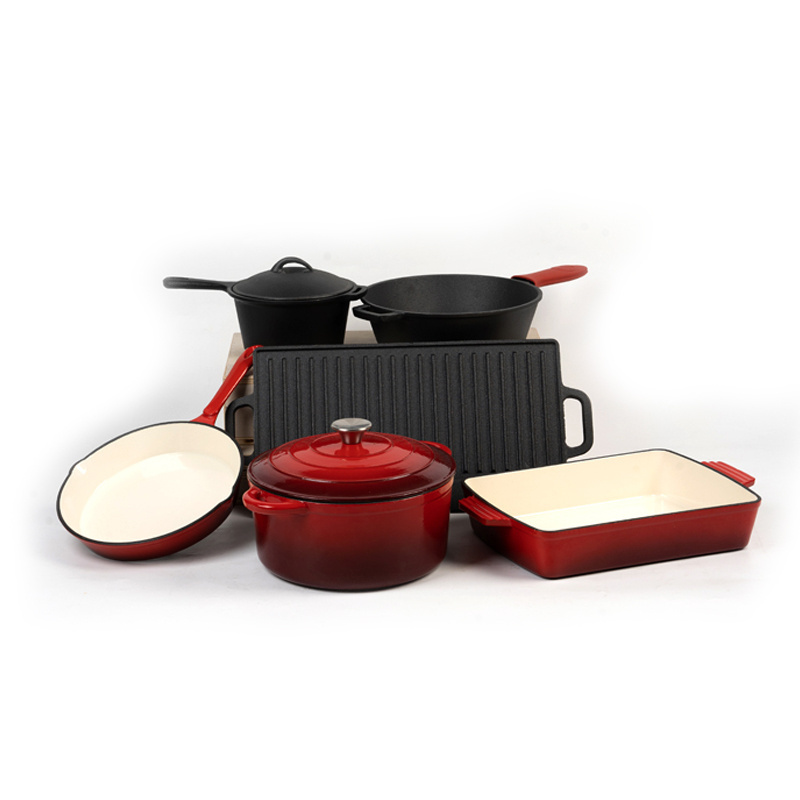 German Die Cast iron Big Kitchen Ware Enamel Dutch Oven Cast Iron Cookware Set Hot Pot casserole Sets