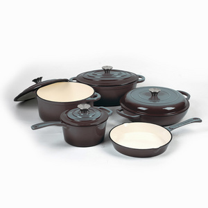 Manufacture Dutch Oven Cast Iron Outdoor Camping Cookware 7 Piece Set With Wooden box