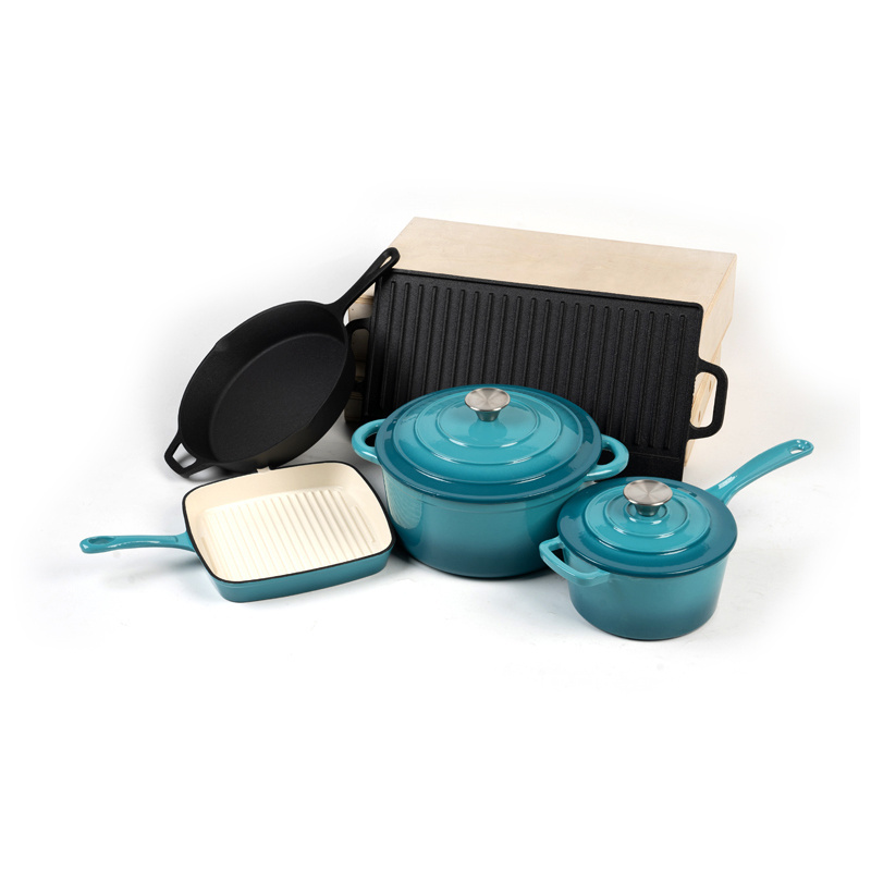 Enamel Cast Iron Soup Pot Set Mini Cocotte  Small Strewing and baking Cast Iron Pot With Lid