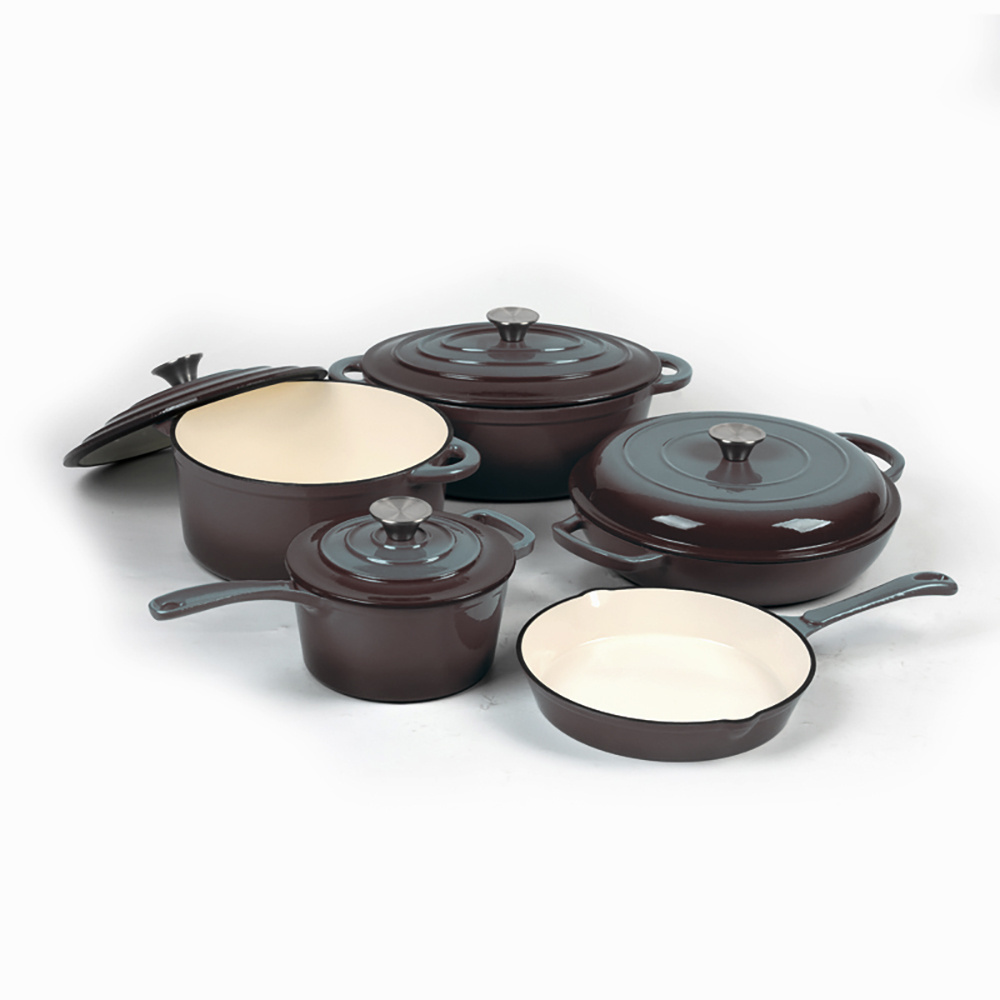 Manufacture Dutch Oven Cast Iron Outdoor Camping Cookware 7 Piece Set With Wooden box