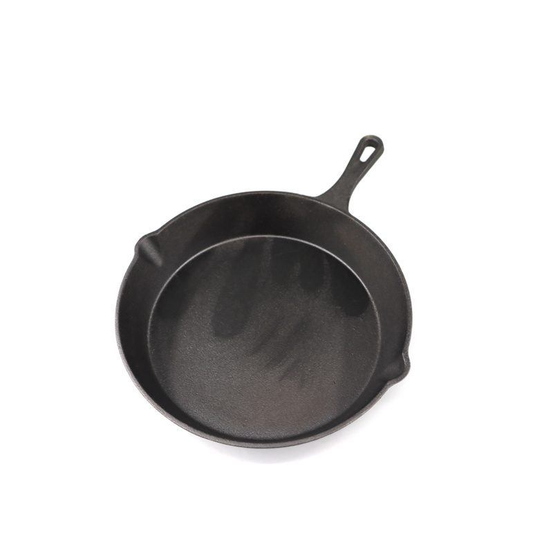 Round Cast Iron Sizzling Plate With Wooden Base With Removable Handle