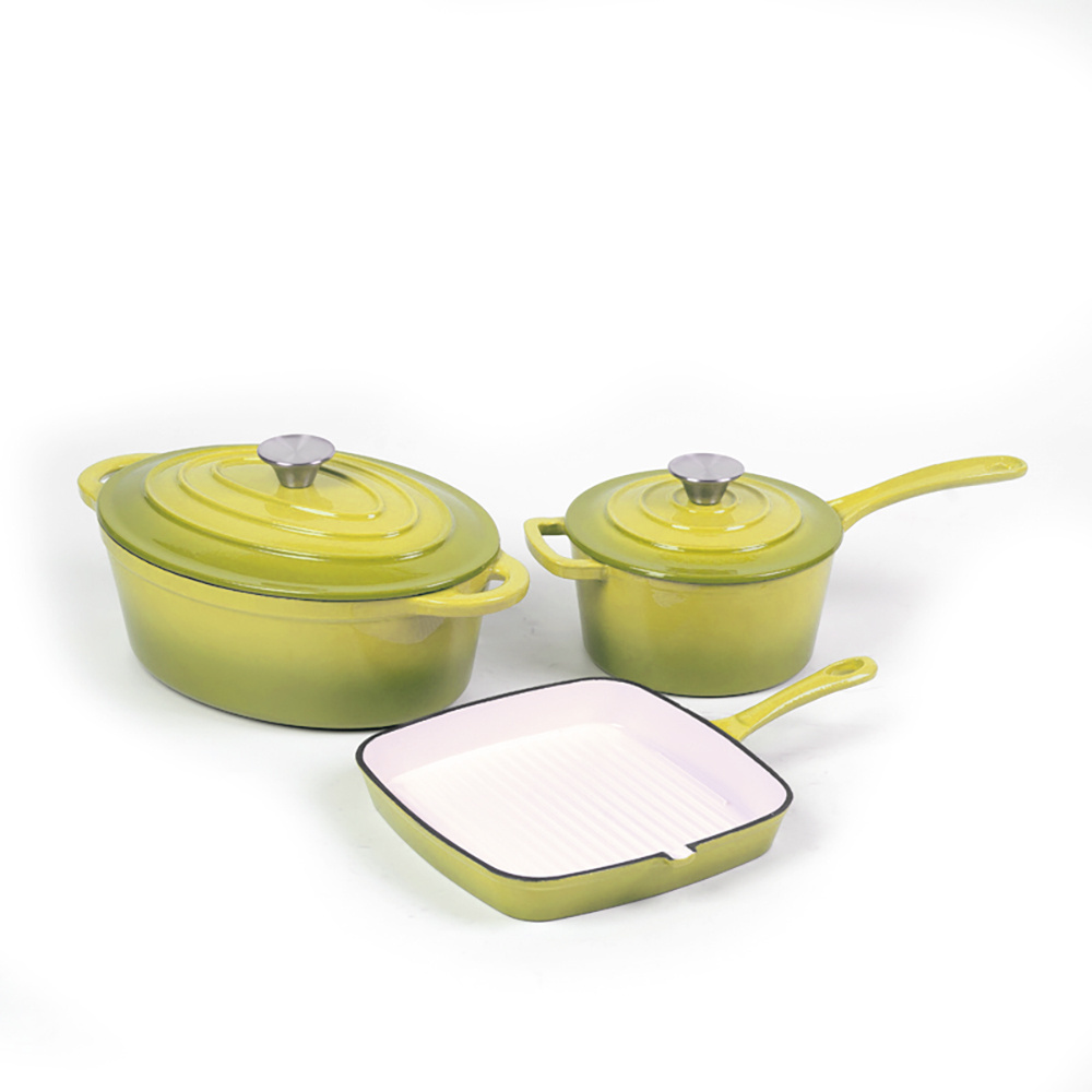 Outdoor Camping Cookware Pre-seasoned Oval Cast Iron Mini Cocotte for dinner