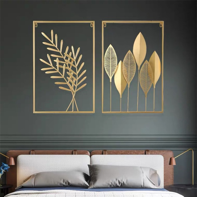 Wall Decor Gold House Iron Interior Modern Living Room Frame Sticker Art Hanging Flower Metal Home Wall Decoration