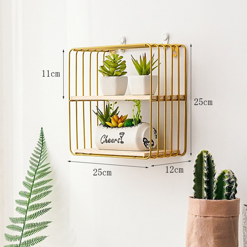 Nordic Styles Metal Hexagonal Storage Holders Wall Decorations Shelves Home Bedroom Decor Wall Hanging Shelf