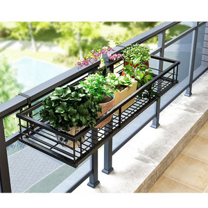 Balcony Rail Planter Hanging Shelf Wrought Iron Fence Holder Basket Hanging Basket Flower Stand