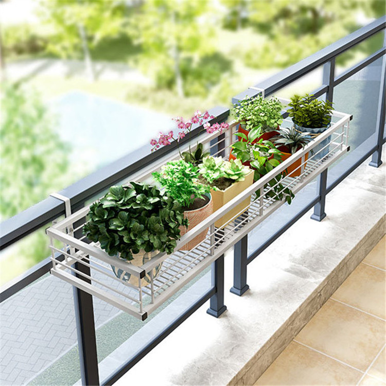 Balcony Rail Planter Hanging Shelf Wrought Iron Fence Holder Basket Hanging Basket Flower Stand