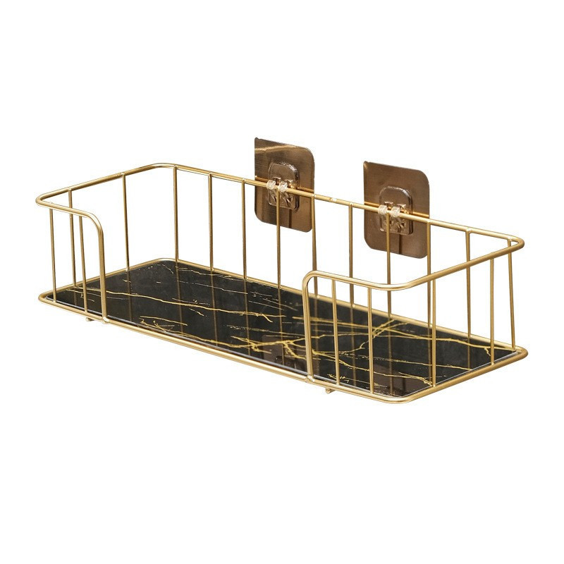 Factory Wholesale No-punch Black Metal Wall Bathroom Rack No Drilling Shower Caddy Shelf Organizer