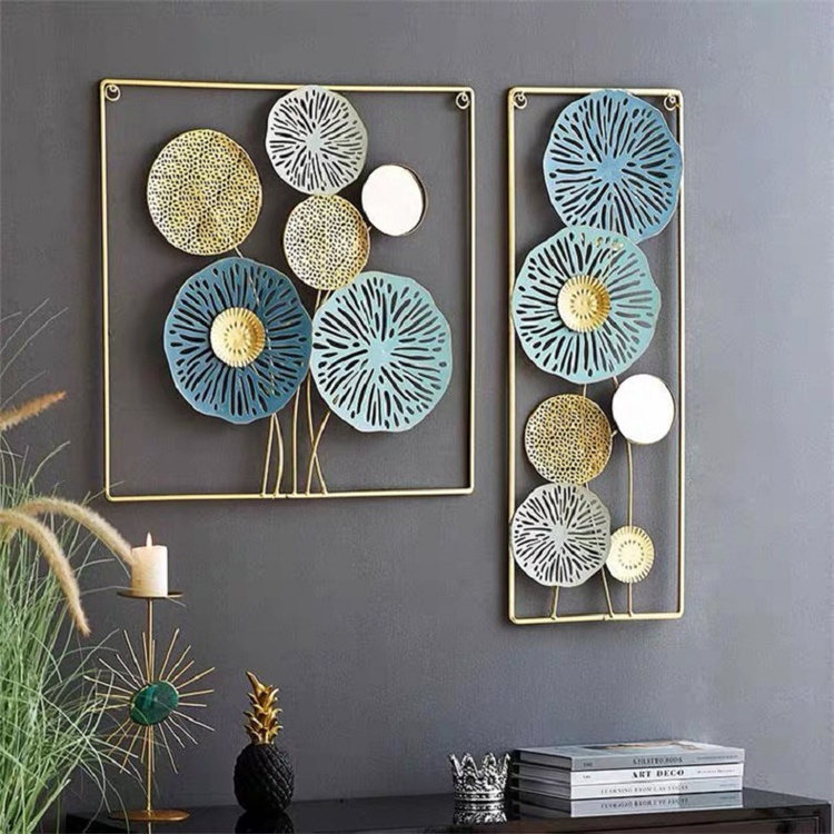 Creative Metal Wall Decor With Mirror Nordic Light Luxury Iron Wall Hanging Art Decor For Living Room