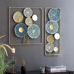 Creative Metal Wall Decor With Mirror Nordic Light Luxury Iron Wall Hanging Art Decor For Living Room