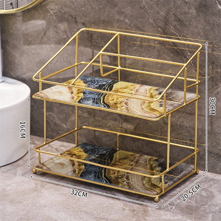 Storage Rack Glass Perfume Holder Dressing Table Cosmetic Bathroom Storage Rack Vanity Make Up Organizer