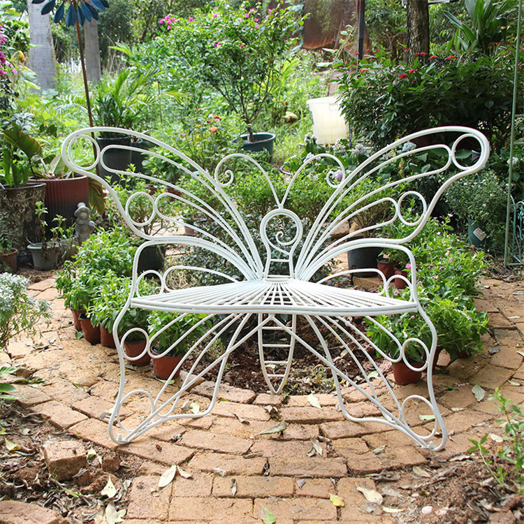 Outdoor Patio White Blue Green Wedding Decor Butterfly Chair Metal Garden Bench Patio Wedding Benches