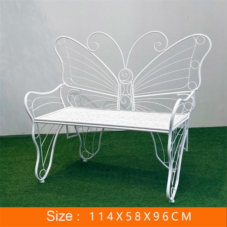 Outdoor Patio White Blue Green Wedding Decor Butterfly Chair Metal Garden Bench Patio Wedding Benches