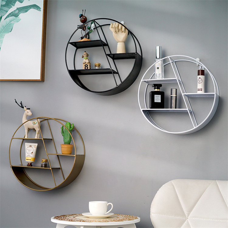 Hexagon Round Metal Wall Mounted Shelves For Home Decoration Modern Metal Wall Shelf Decoration