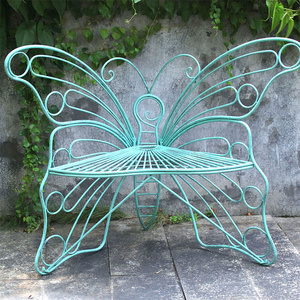 Outdoor Patio White Blue Green Wedding Decor Butterfly Chair Metal Garden Bench Patio Wedding Benches