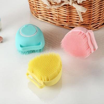 Soft Pet Dog Grooming deshedding hair brush Silicone Shower Bath Body Brush with Shampoo Dispenser