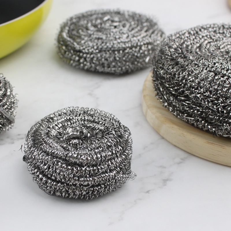 Customized Packaging Pot Wire Scrubber scourer cleaning Ball Cleaning SS 410 304 Stainless Steel Silver Kitchen Sponge Scrubber