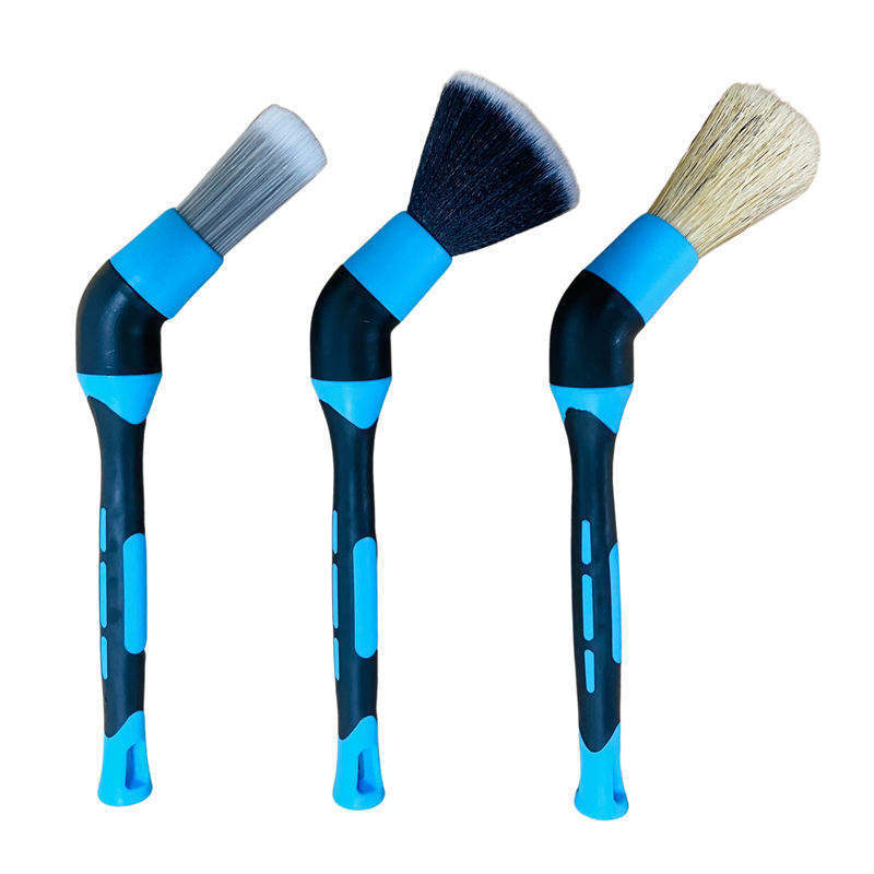 High Quality Car Engine Care Cleaning Detail Wood Brush Kit 3 Pcs Car Detailing Brush Kit With Long Handle