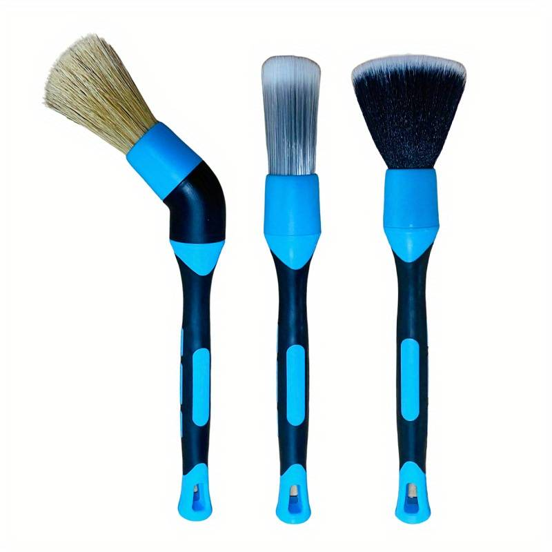 High Quality Car Engine Care Cleaning Detail Wood Brush Kit 3 Pcs Car Detailing Brush Kit With Long Handle