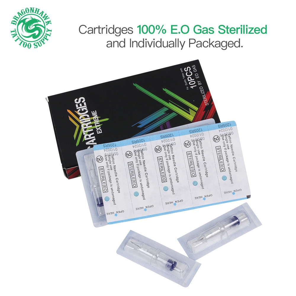 Dragonhawk Extreme Professional Disposable Needle Cartridges - Box of 10pcs  for tattoo/smp Round Liner