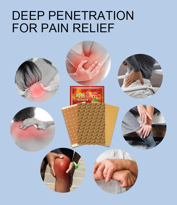 Oem Odm Red Ginseng Muscle Pain Plasters Red Ginseng Body Herbal pain relief Patch