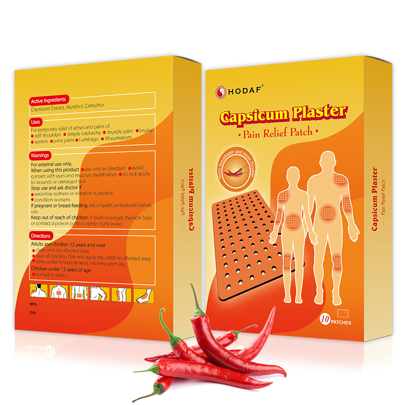 HODAF Chinese herbal Factory Price Hot Capsicum Patch plaster for Back Pain Relief Joint Pain Killer