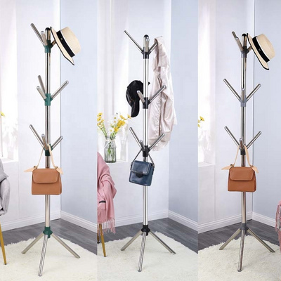 Metal Tree Coat Rack Stand Free Standing Holder to Hanging Jacket Hat Cloth Handbag Purse Winter Scarf Bedroom Office Organizer