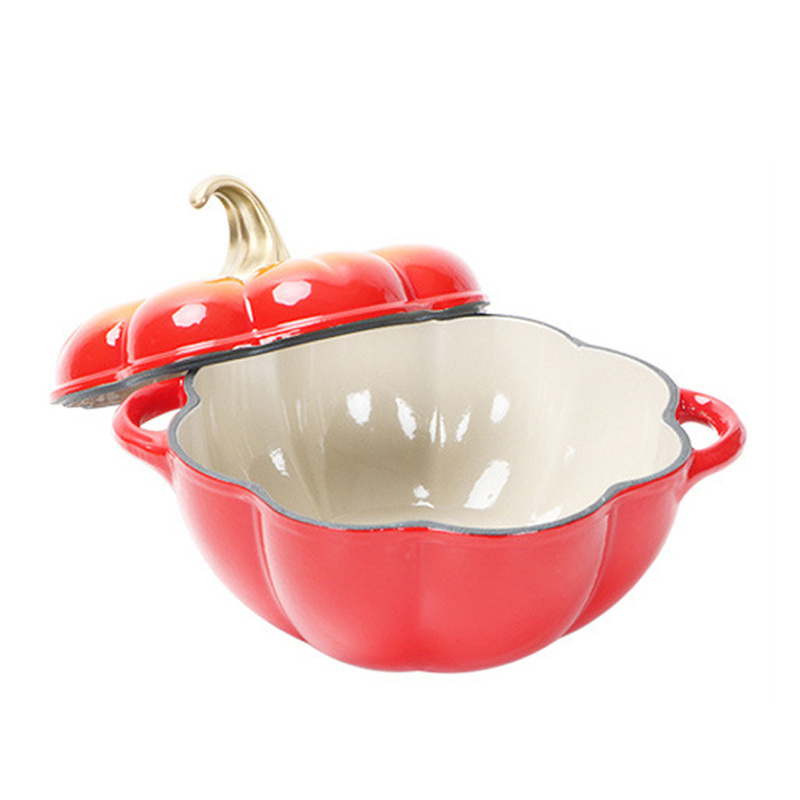 Factory Directly Sale Enamel Cast Iron Casserole Pumpkin Pot Stewed Cooking Pot Cookware Kitchenware With Lid