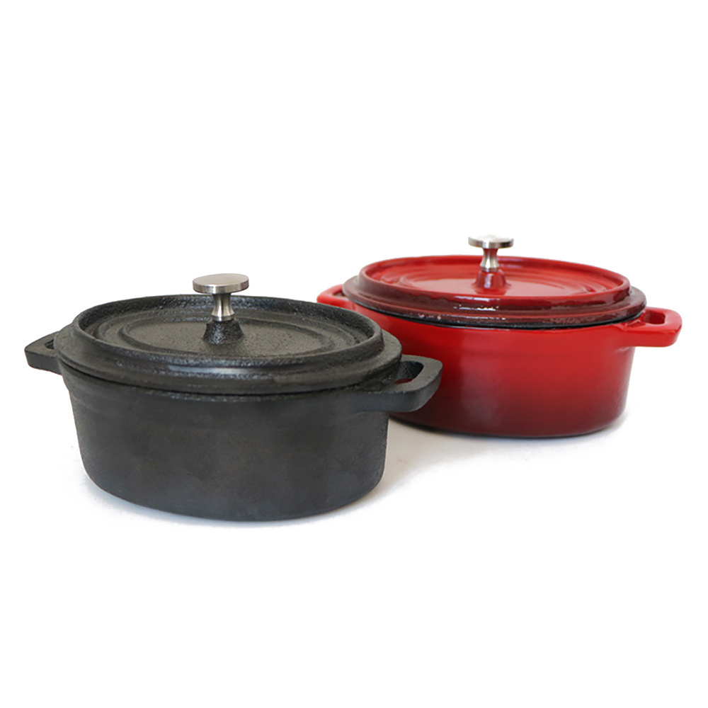 Manufacturers Wholesale 12CM Oval Mini Stew Pot Enamel Pot Cast Iron Sauce Pan Soup Pot Nonstick Sauce Pan