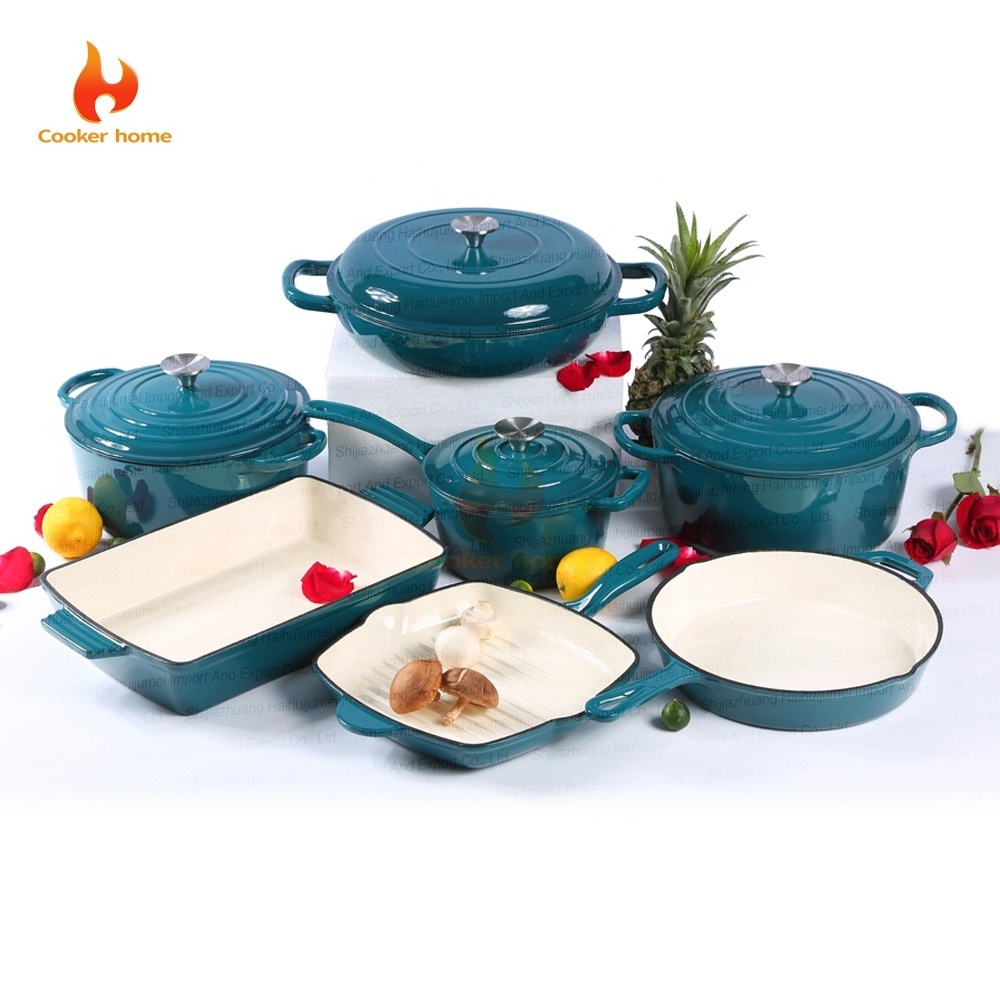 Facture Hot Sale Custom Wholesale Enamel Cast Iron Casserole Cookware Sets Cooking Pot Set