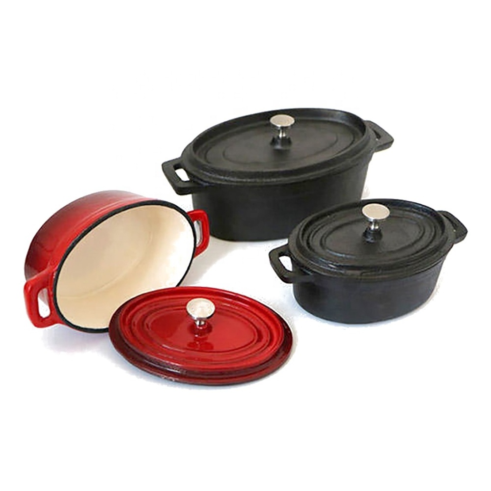 Manufacturers Wholesale 12CM Oval Mini Stew Pot Enamel Pot Cast Iron Sauce Pan Soup Pot Nonstick Sauce Pan