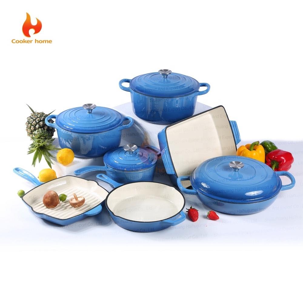 Facture Hot Sale Custom Wholesale Enamel Cast Iron Casserole Cookware Sets Cooking Pot Set