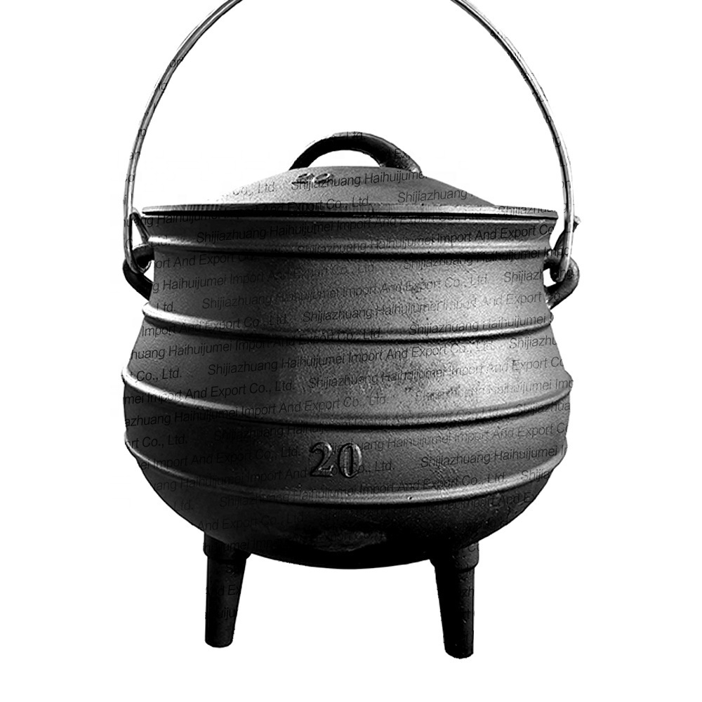 Wholesale Pre-seasoned South Africa Cast Iron Three 3 Legged Legs Potjie Pot Cauldron