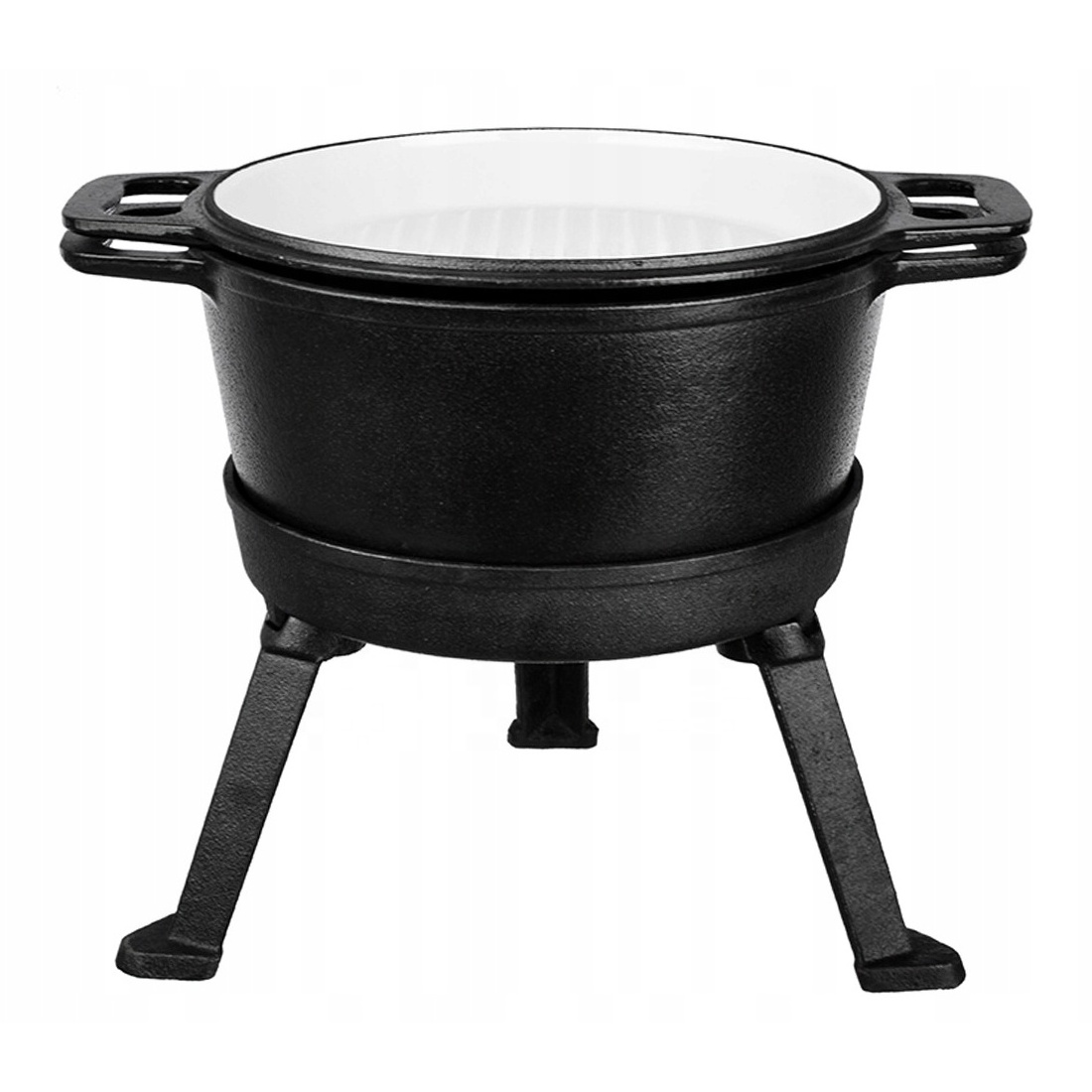 Cast Iron Dutch Oven, 8L Outdoor Camping Cooking Pot/Casserole Roasting Dish Cauldron with Lid