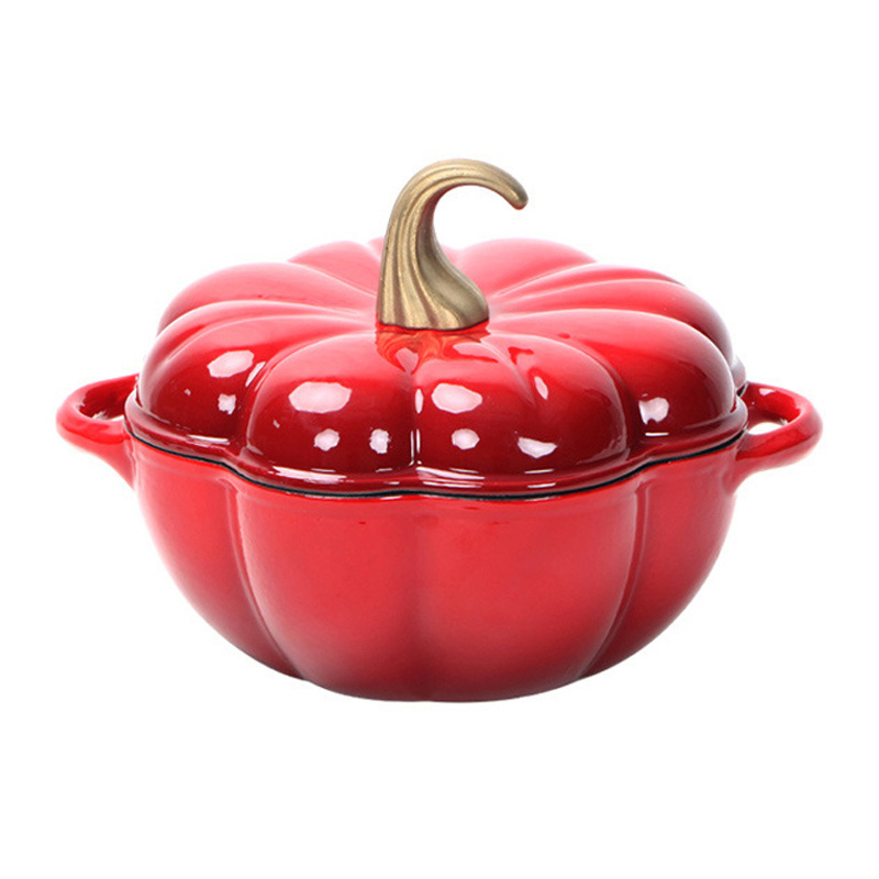 Factory Directly Sale Enamel Cast Iron Casserole Pumpkin Pot Stewed Cooking Pot Cookware Kitchenware With Lid