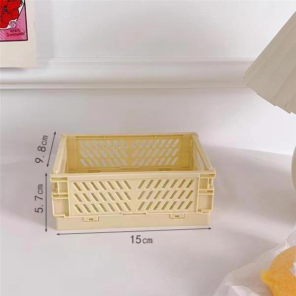 Stackable Solid Box Plastic Crates Foldable Desk Basket for Storage and Organization