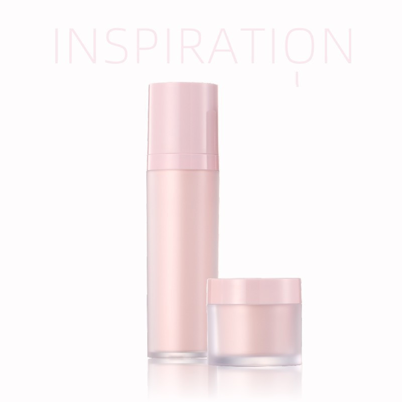 Custom logo High end AS double-layer pink lotion bottle cosmetic package containers set skin care production bottles 30ml-120ml