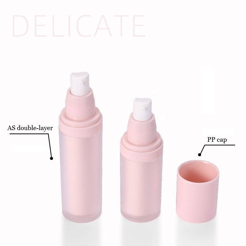 Custom logo High end AS double-layer pink lotion bottle cosmetic package containers set skin care production bottles 30ml-120ml