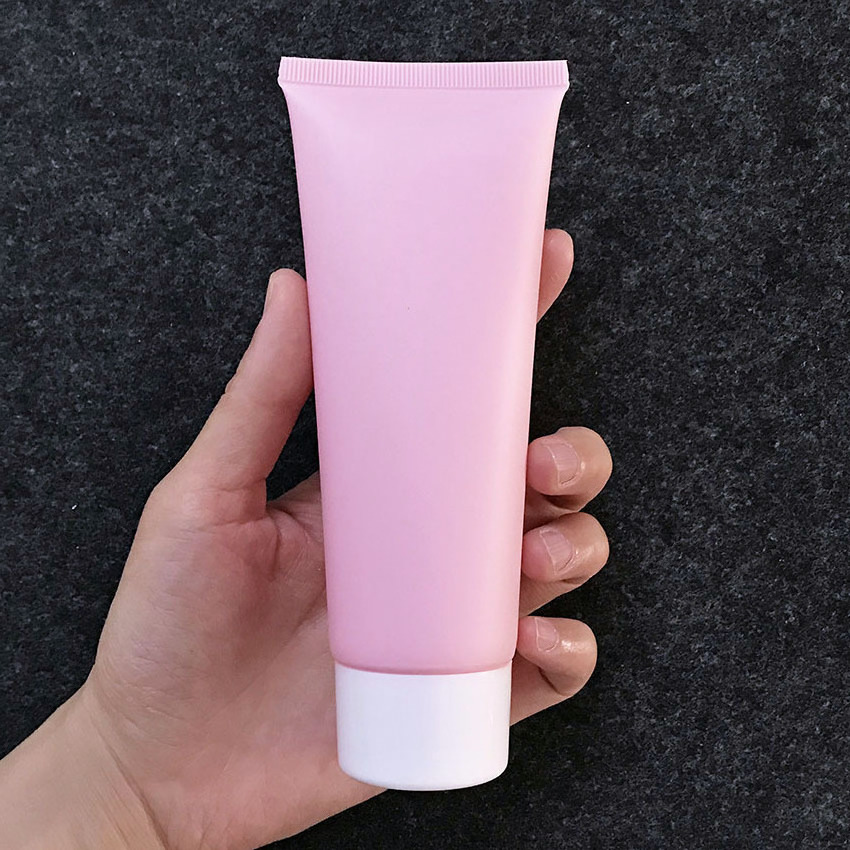 100g matte Pink Plastic PE soft Tubes Cosmetic Containers Refillable Plastic Tubes UV printing label airless squeeze bottle