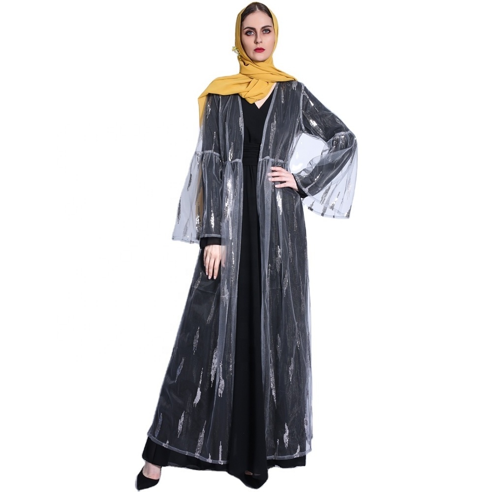 2020 New design Open Front new fashion abaya papillon velvet dress abaya dresses muslim indian style abaya transparent